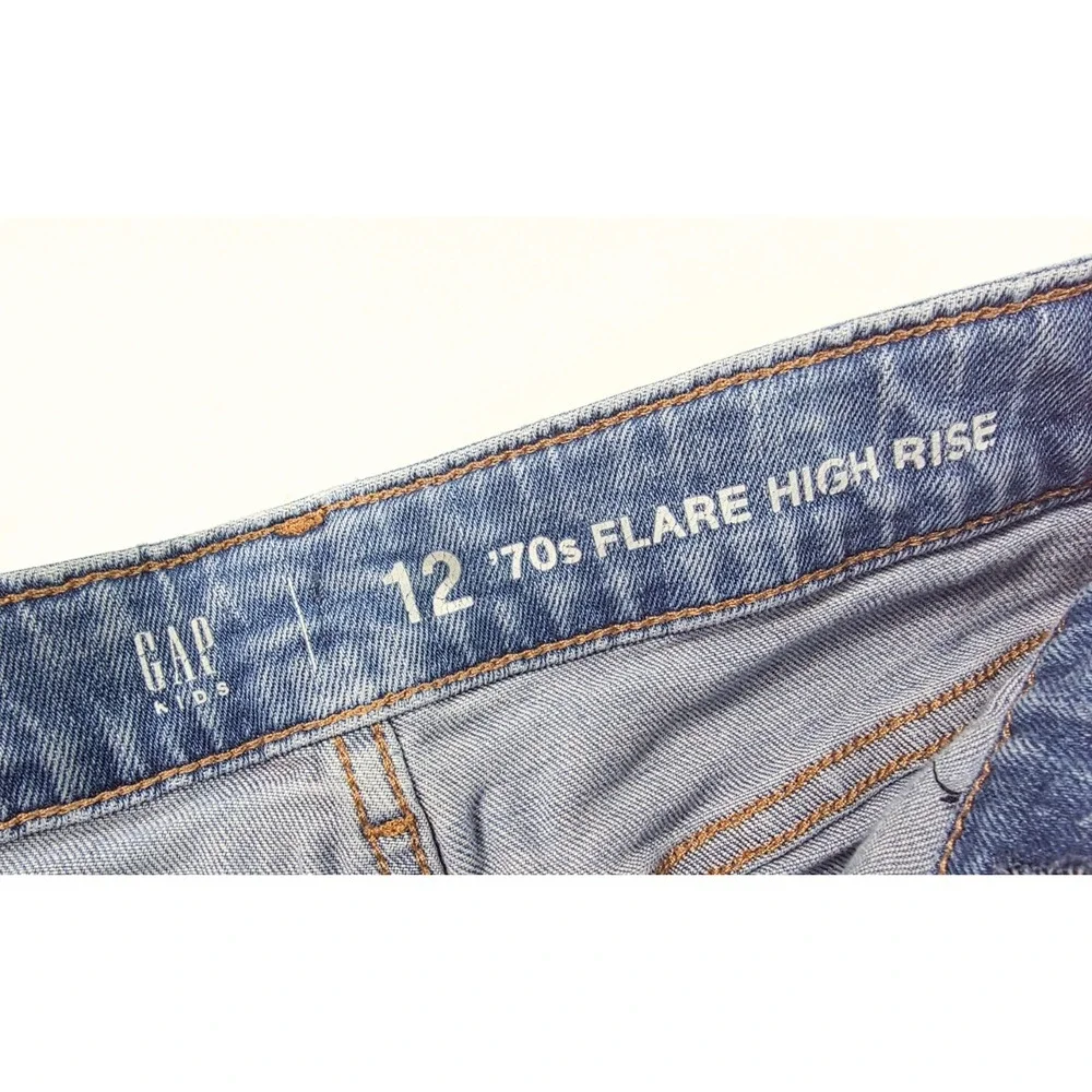 GAP Kids 70's Flare‎ High Rise Stretch Blue Denim Wide Leg Jeans Girl's Size 12
